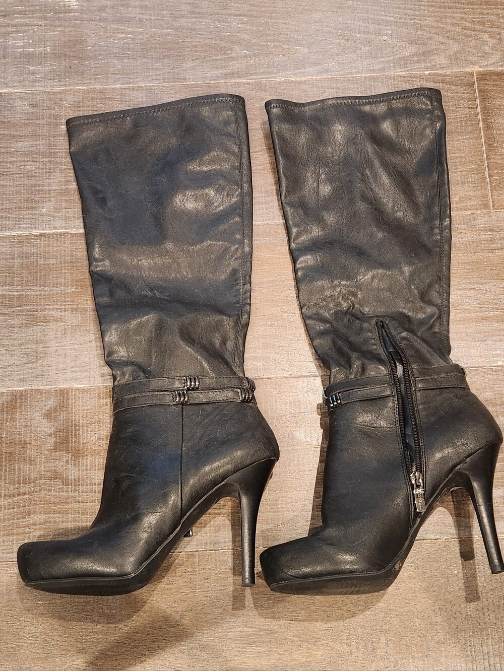 BCBGeneration Black Leather Stiletto Boots
